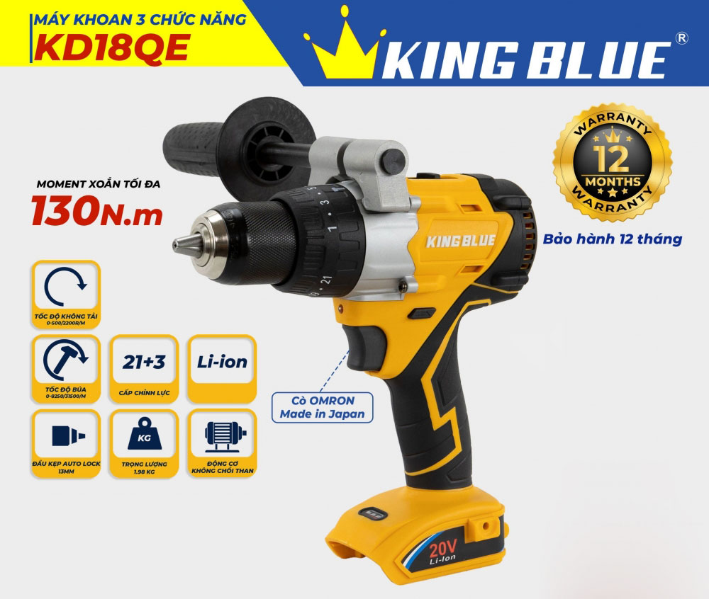 Máy khoan 3 chức năng 18V Kingblue KD18QE