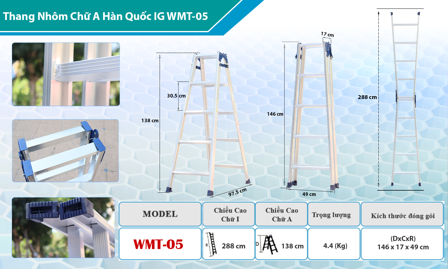 Thang nhôm chữ A Hàn Quốc IG WMT-05