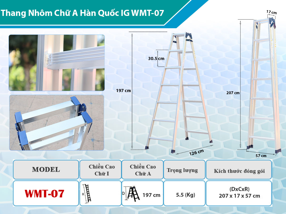 Thang nhôm chữ A Hàn Quốc IG WMT-07