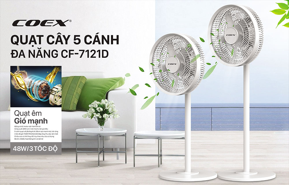 Quạt cây 5 cánh Coex CF-7121D có thiết kế đẹp