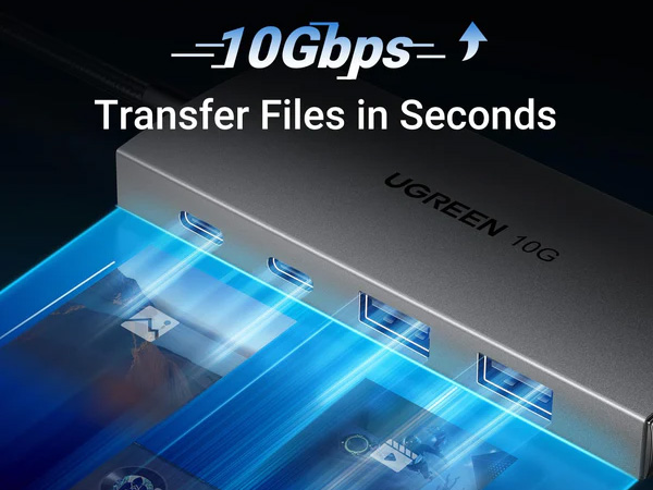 Bộ chia USB-C Ugreen 30758 có tốc độ truyền dữ liệu 10Gbps