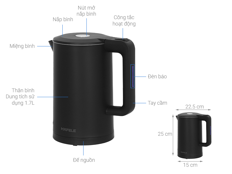 Ấm siêu tốc Hafele HS-K1705DB / 535.43.548