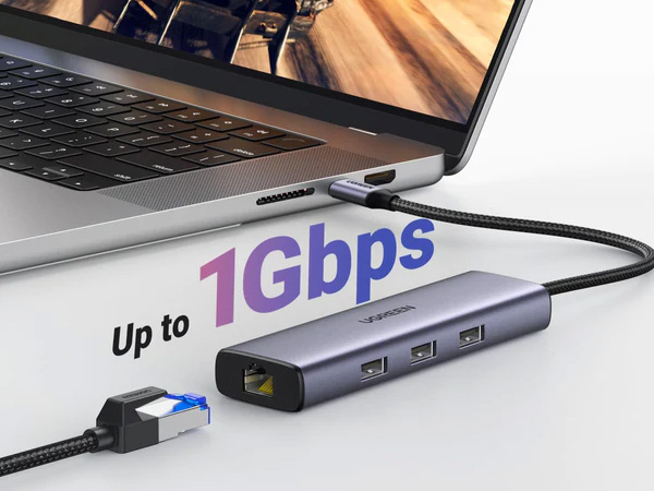 Hub chia USB-C Ugreen 15598 có 1 cổng RJ45