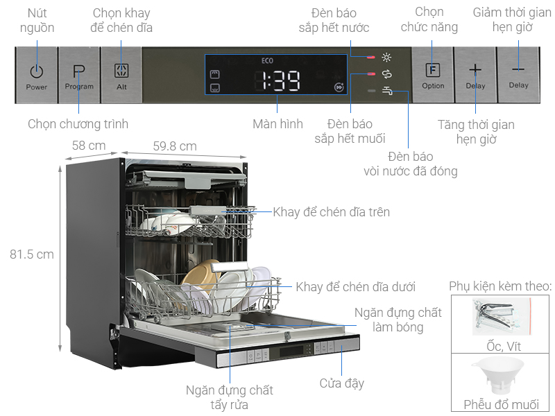 Máy rửa chén bán âm Hafele HDW-SI60AB (538.21.320)