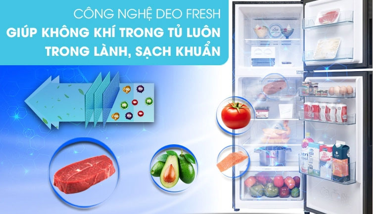 Không gian tủ lạnh luôn sạch, an toàn nhờ công nghệ khử mùi, kháng khuẩn DEO Fesh