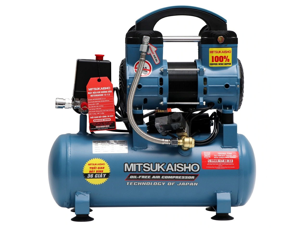 Máy nén khí không dầu Mitsukaisho 12-1.5 (1.5HP, 12 lít)