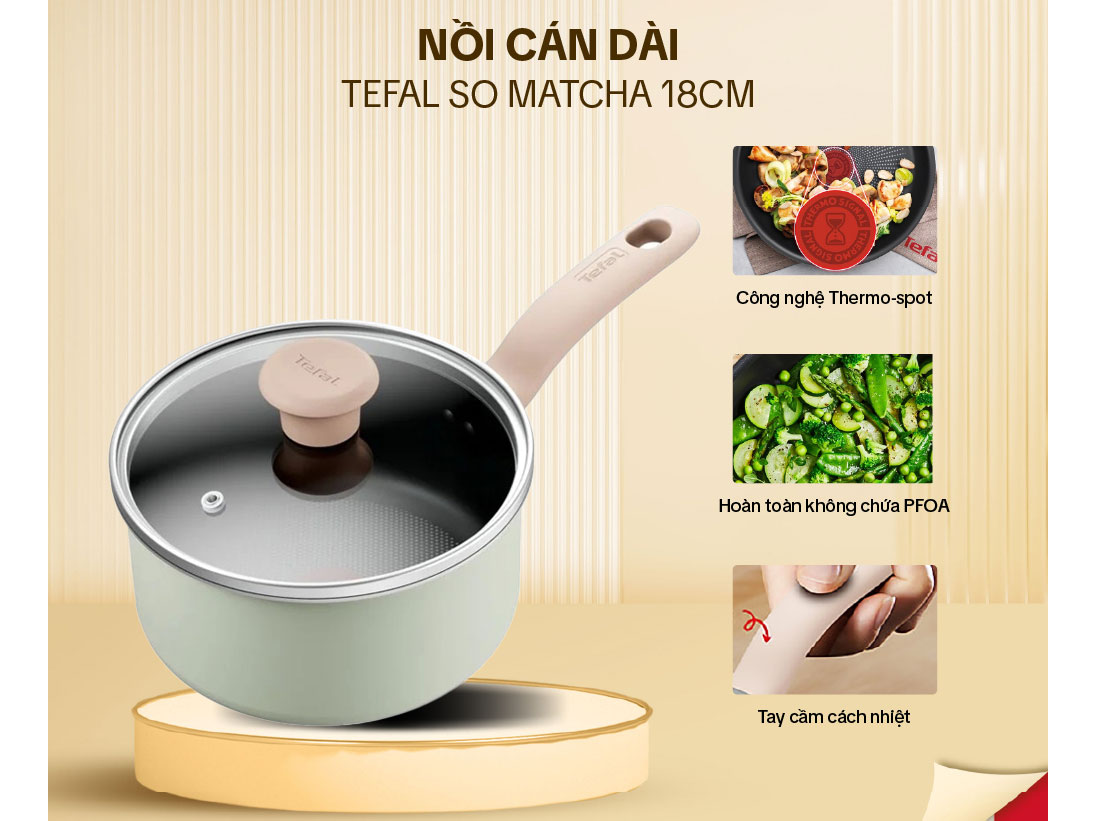 Nồi cán dài Tefal So Matcha G1792395 (18cm)