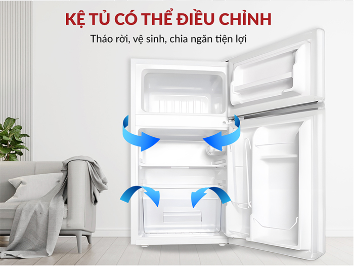 Kệ tủ đông lạnh gia dụng 128L Cobi CB-127W có thể điều chỉnh được 