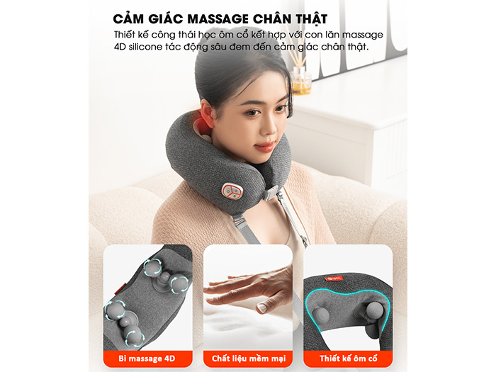 Gối massage cổ vai gáy chữ U Ajido Ineck N3 Pro