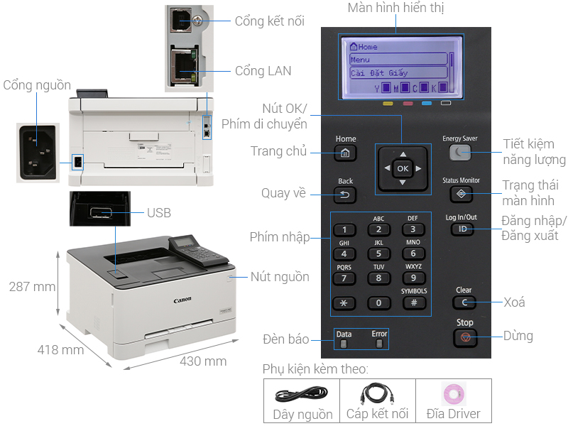 Tổng quan máy in laser màu Canon LBP 621CW