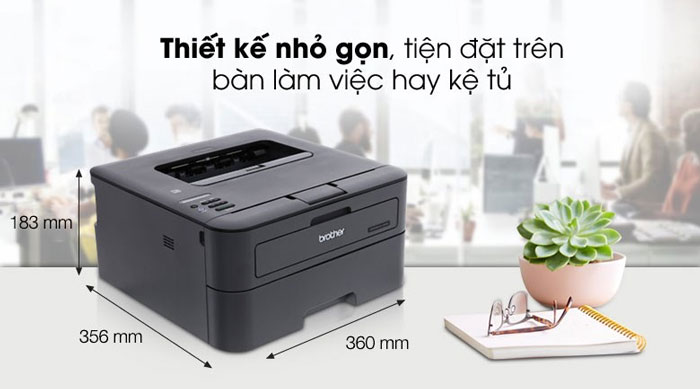 Máy in Brother HL L2366DW sở hữu kiểu dáng đơn giản