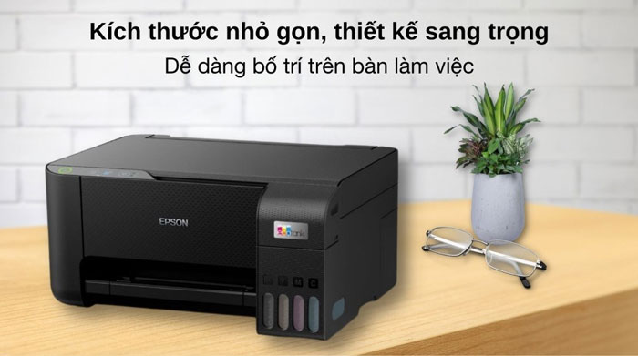 máy in phun màu Epson L3210 có thiết kế nhỏ gọn, hiện đại