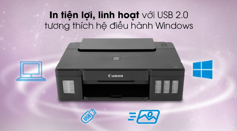 Máy in phun Canon G1010 hỗ trợ kết nối USB 2.0