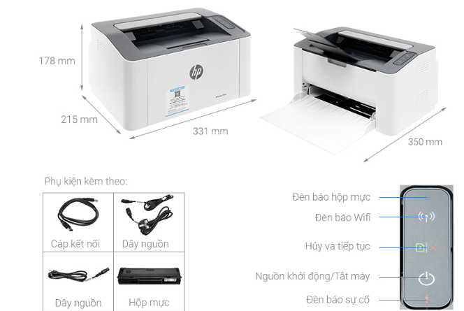 Cấu tạo của máy in HP LaserJet 107W (4ZB78A)