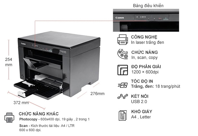 Cấu tạo của máy in laser đa chức năng Canon MF 3010AE