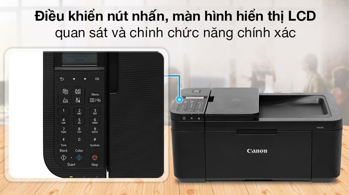 Máy in Canon phun màu đa chức năng TR4570S có bảng điều khiển dễ sử dụng