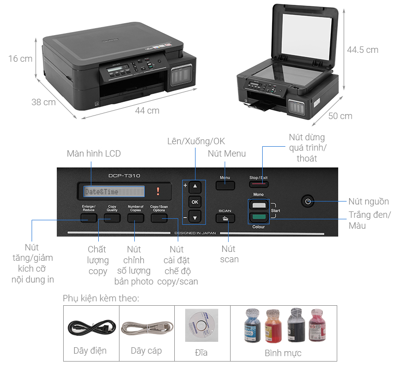 Tổng quan máy in phun màu Brother DCP-T310 