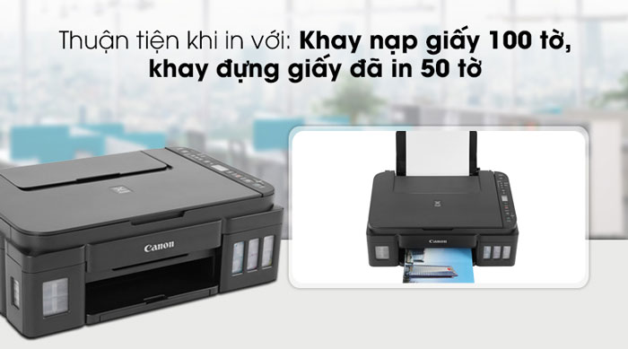 Máy in màu Canon Pixma G3010 có khay chứa giấy lớn