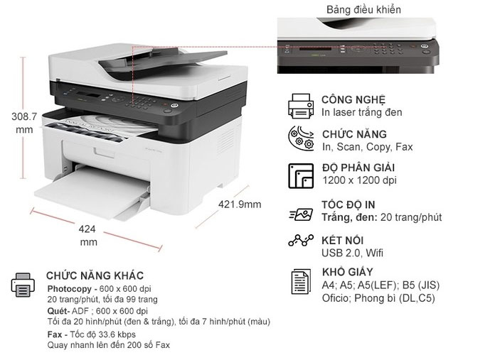 Cấu tạo của Máy in đa năng HP laser MFP 137FNW 4ZB84A