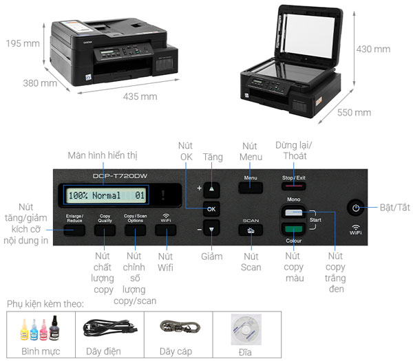 Cấu tạo của Máy in phun Brother DCP T720DW