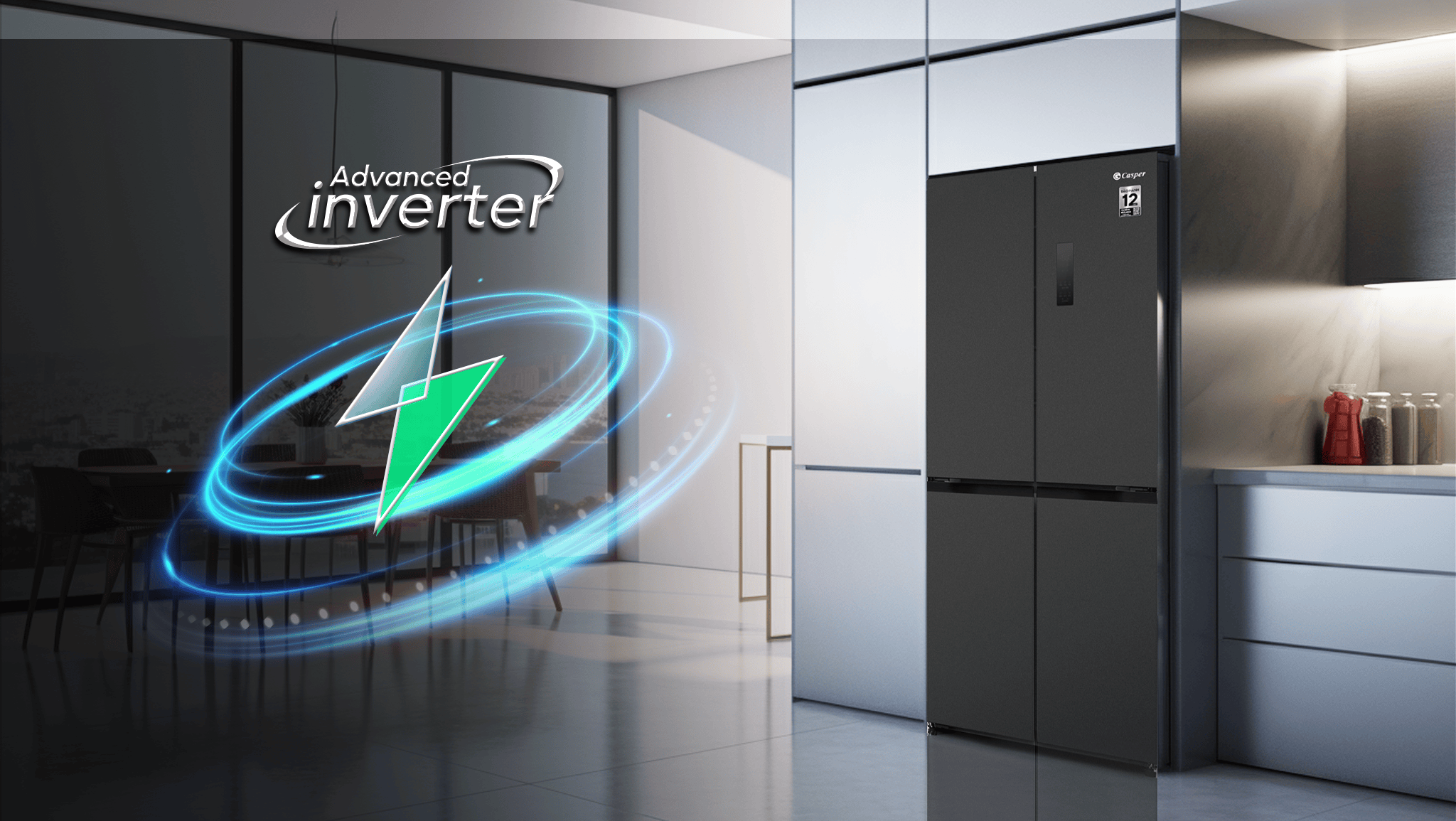 Tủ lạnh Casper Inverter 430 lít RM-430PB tích hợp máy nén Advanced Inverter