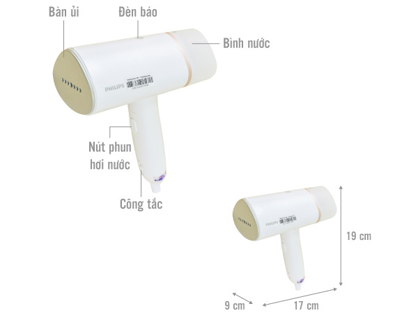 Cấu tạo Bàn ủi hơi nước cầm tay Philips STH3020/10