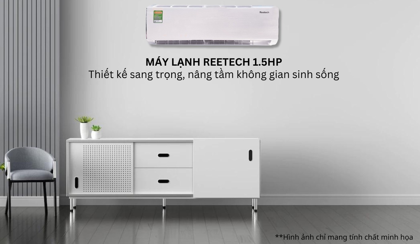 Máy lạnh Reetech 1.5HP RT12-TB-BT/RC12-TB-BT có thiết kế đẹp, hiện đại 