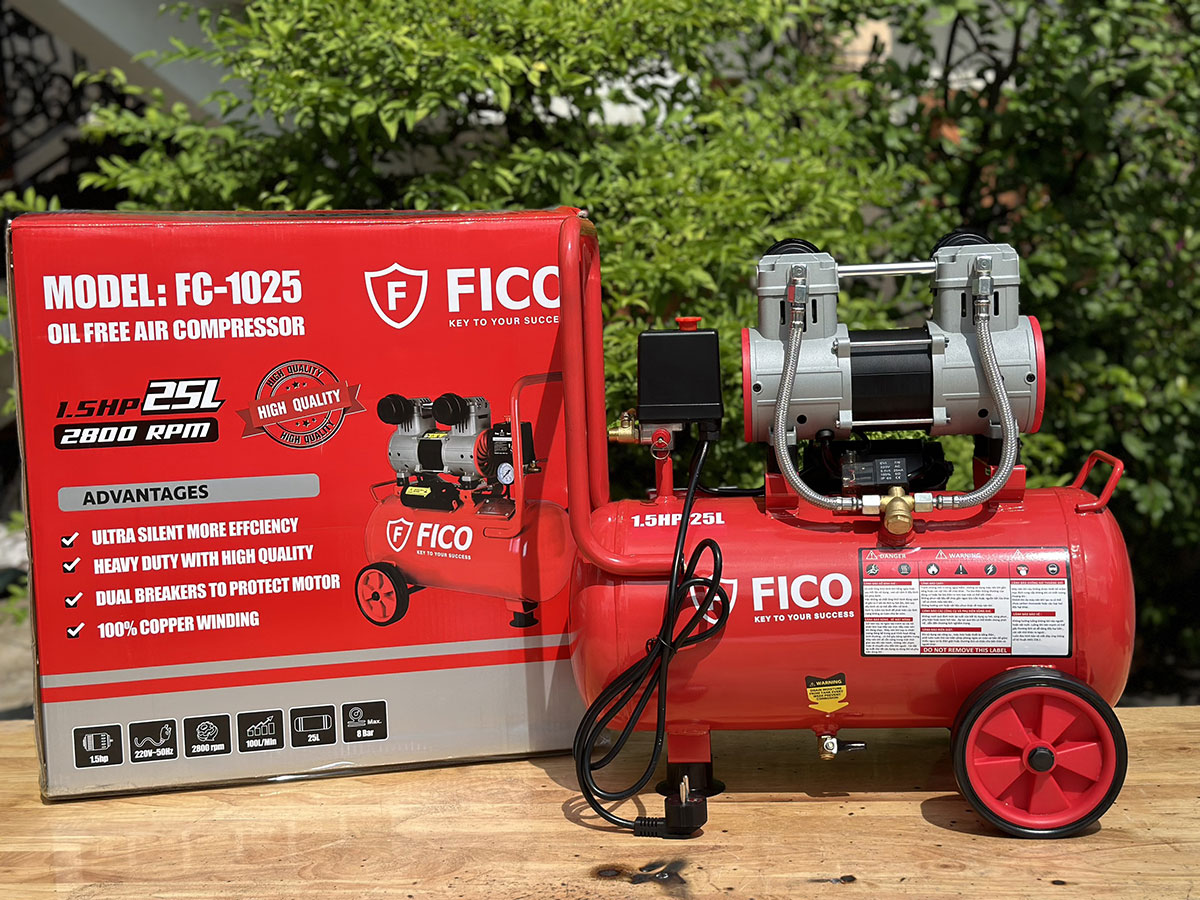 Máy nén khí không dầu Fico FC-1025 (1.5HP - 25 lít)