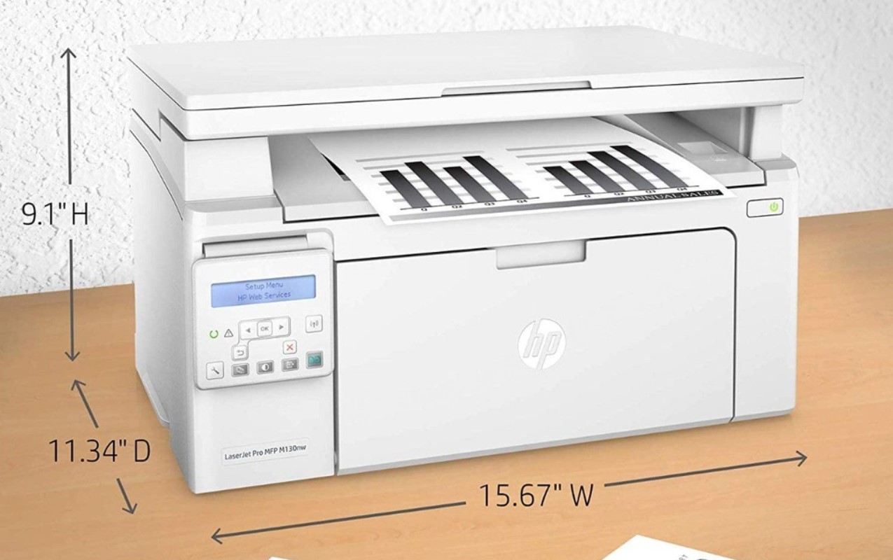 Kích thước máy in HP MFP M130NW