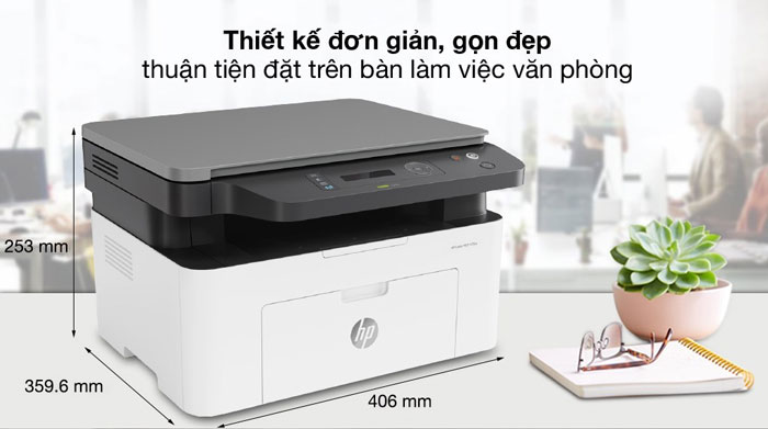 máy in HP laser 135W 4ZB83A có kiểu dáng hiện đại, sang trọng