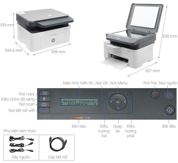 Cấu tạo Máy in HP laser MFP 135W