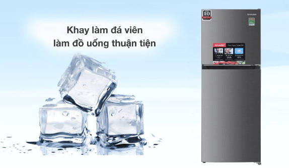 Tủ lạnh Sharp Inverter 181 lít SJ-X198V-SL đi kèm khay làm đá viên