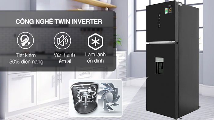 Tủ lạnh 2 cánh AQR-T369FA được trang bị công nghệ Inverter