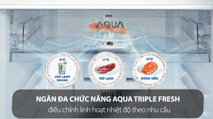 Tủ lạnh AQUA T369FA còn được tích hợp ngăn chứa AQUA Triple Fresh đặc biệt