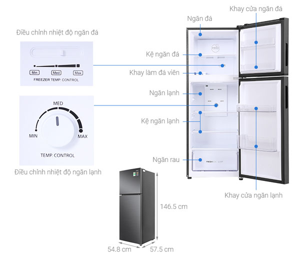 Cấu tạo của tủ lạnh AQUA Inverter 212 lít AQR T239FA HB