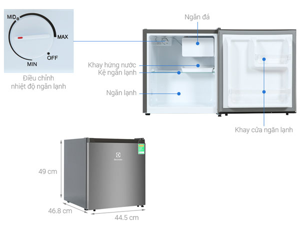 Kết cấu của Tủ lạnh Electrolux 45 lít EUM0500AD VN