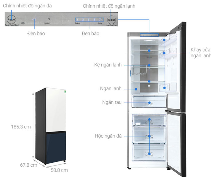 Kích thước của Tủ lạnh RB33T307029 SV