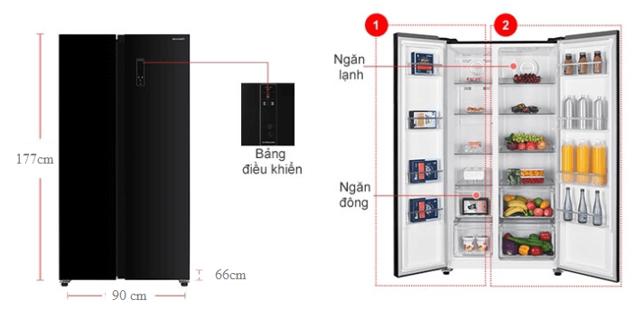 Cấu tạo tủ lạnh Sharp 532 lít SJ-SBX530VG-BK