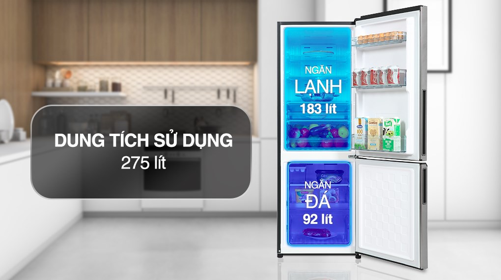 Dung tích 275 lít phù hợp cho các gia đình có từ 2 - 3 người