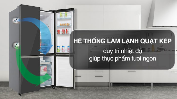 tủ lạnh Hitachi Inverter 569L 4 cửa R-WB640PGV1 GMG có hệ thống quạt kép làm lạnh tối ưu 