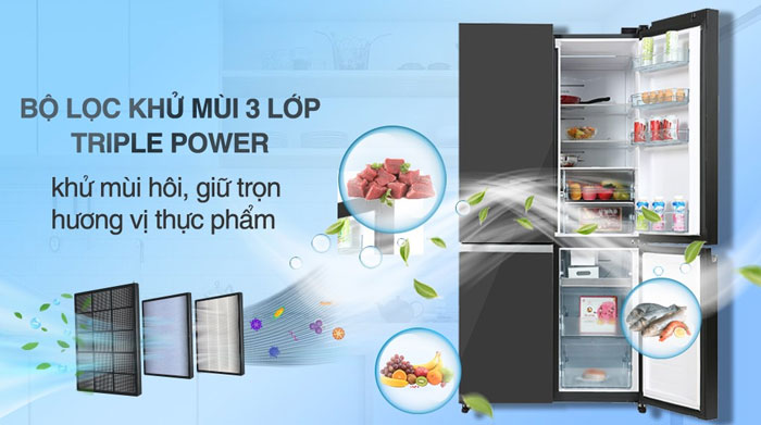 tủ lạnh 4 cánh Hitachi Inverter R WB640PGV1 GMG có khả năng kháng khuẩn, khử mùi hiệu quả