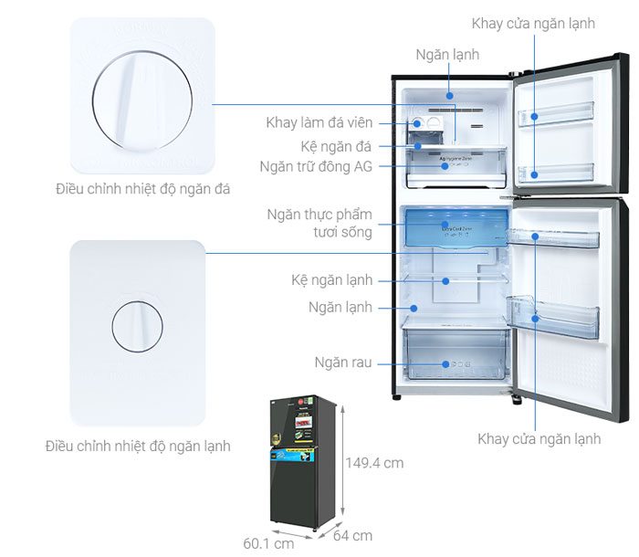 Cấu tạo tủ lạnh Panasonic Inverter 268 lít NR TV301BPKV 