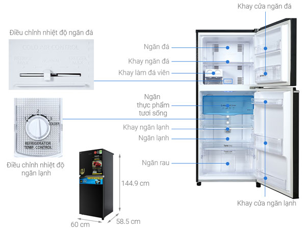 Cấu tạo của Tủ lạnh Panasonic Inverter 234 lít NR TV261BPKV