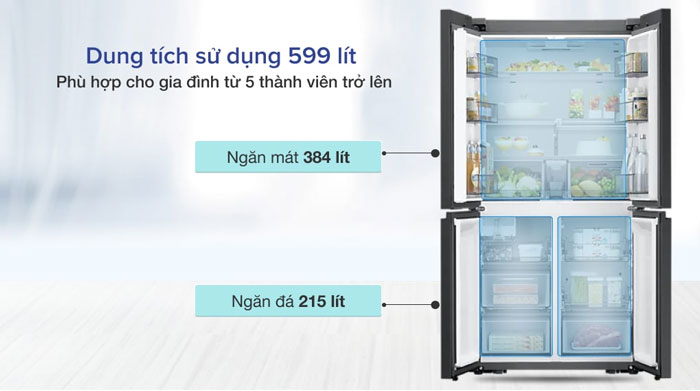 Tủ lạnh Samsung RF60A91R177 SV có dung tích lớn