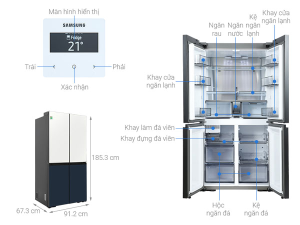 Các bộ phận của Tủ lạnh Samsung Inverter 599 lít RF60A91R177 SV