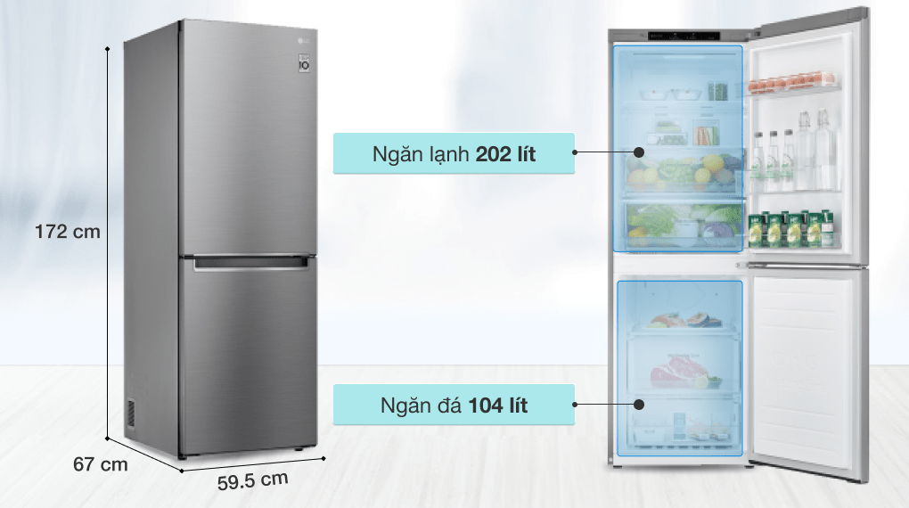 Dung tích 306 lít phù hợp cho gia đình ít người