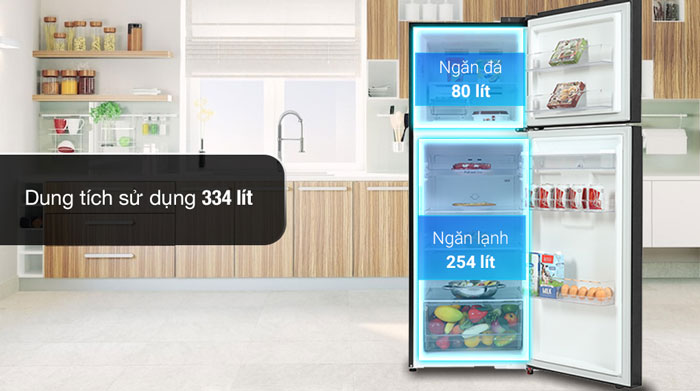 Tủ lạnh 2 cánh LG Inverter 334 lít GN-D332BL có dung tích 334 lít