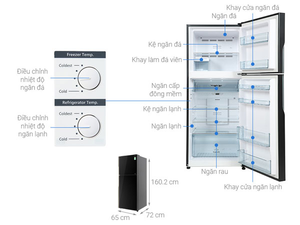 Cấu tạo của Tủ lạnh Hitachi Inverter 339 lít R FVX450PGV9 GBK