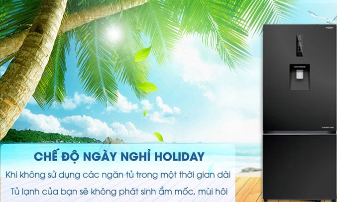 Tủ lạnh 2 cánh AQUA AQR-IW378EB còn sở hữu chức năng Holiday tiên tiến