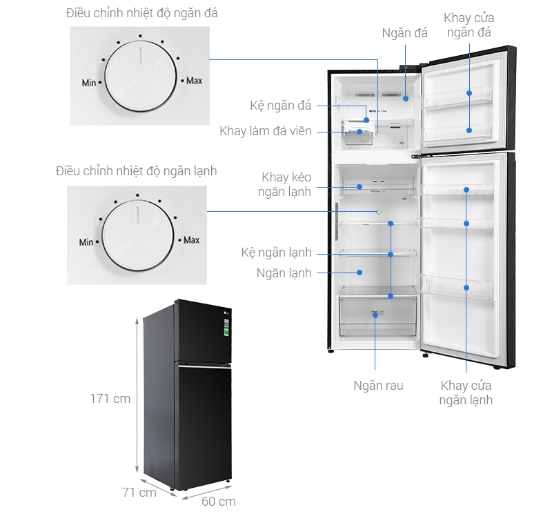 Tổng quan tủ lạnh LG Inverter 335 lít GN-M332BL